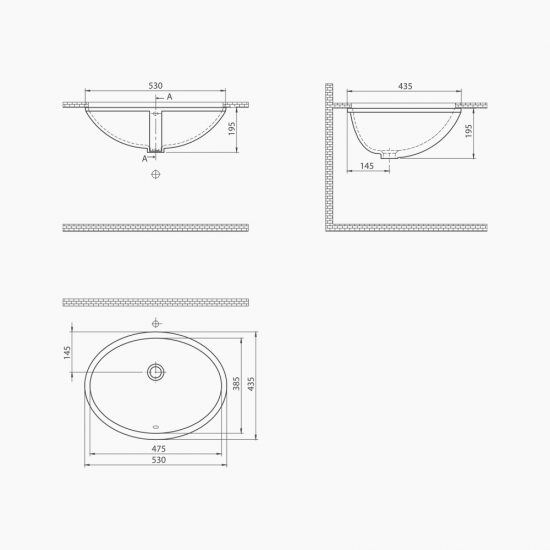 Υποκαθήμενος Νιπτήρας Πορσελάνης Cerastyle 48x39εκ 070200 Λευκό 